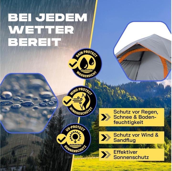 Produktbild Where Tomorrow Wurfzelt 3 Personen - Grau, Anzahl Personen: 3 (Wurfzelt, 3.10 kg, 3 Personen)