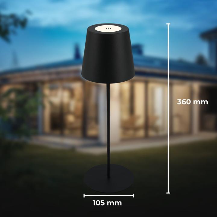 Image du produit B.K.Licht Lampe de table LED rechargeable, IP44, 2,5W, noir