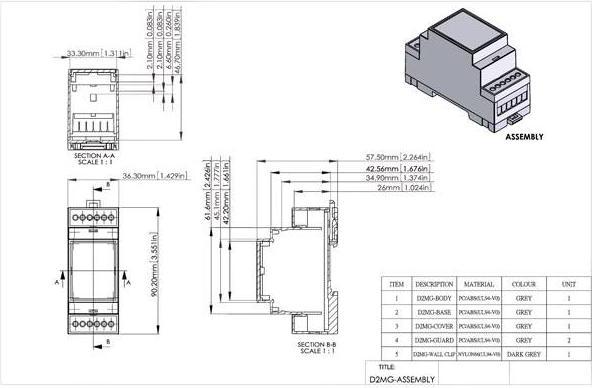 Actual product image HP Autozubehör Enclosure For Din Rail Mounting - 2 Modules (Housing)