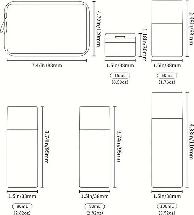 Immagine prodotto Swissdetector Set di flaconi cosmetici di lusso - Grigio (Sacchi liquidi)