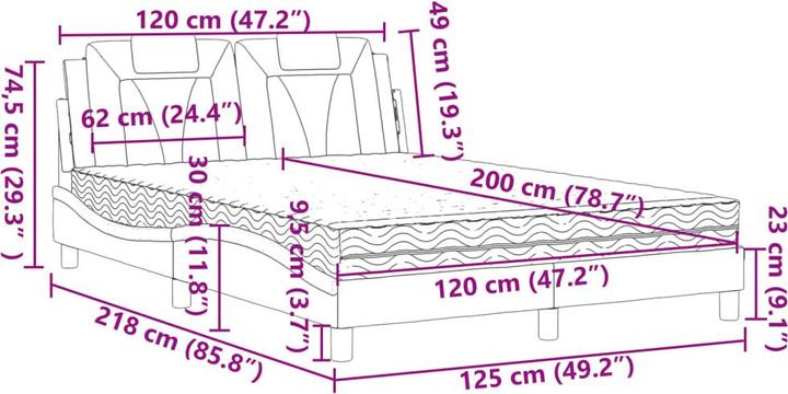 Produktbild VidaXL Bett mit Matratze 120 x 200 cm Kunstleder (120 x 200 cm)