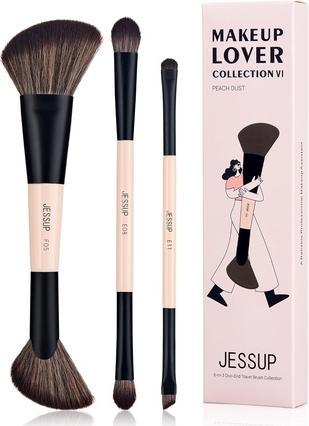 Jessup Travel Makeup Brushes Set 3pcs Double Sided Contour Brush (Set)