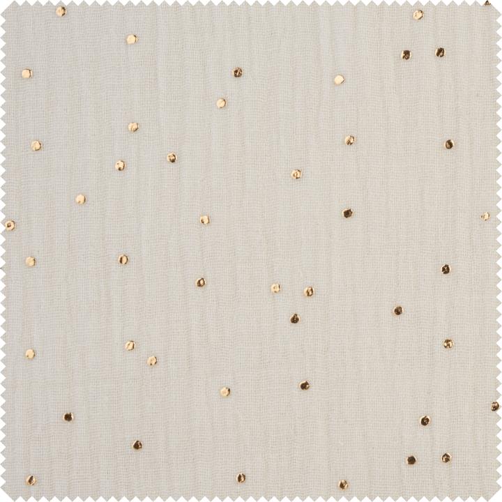 VBS Musselin Baumwoll-Stoff "Goldene Punkte", B 130 cm, Meterware
