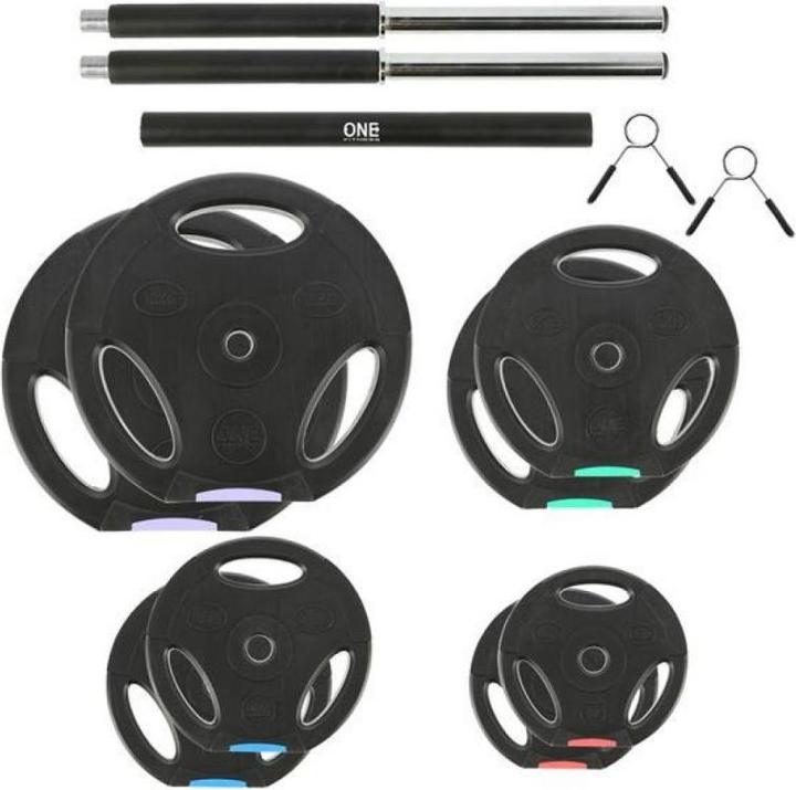 Immagine prodotto One Bilanciere dritto con pesi intercambiabili GSPO40 (17-57-027) piastre composite 42 kg Nero (2 x 20 kg)