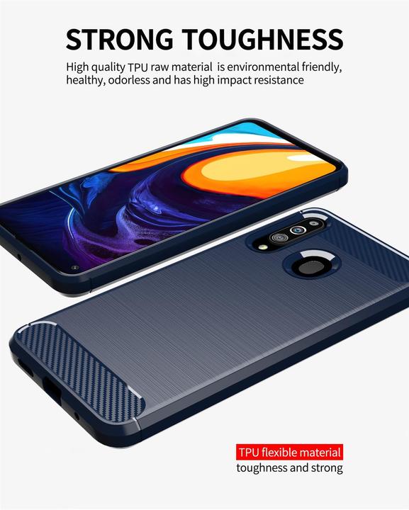 Produktbild Cadorabo TPU Ultra Slim carbon edelstahl Kombi Cover (Samsung Galaxy A20s)