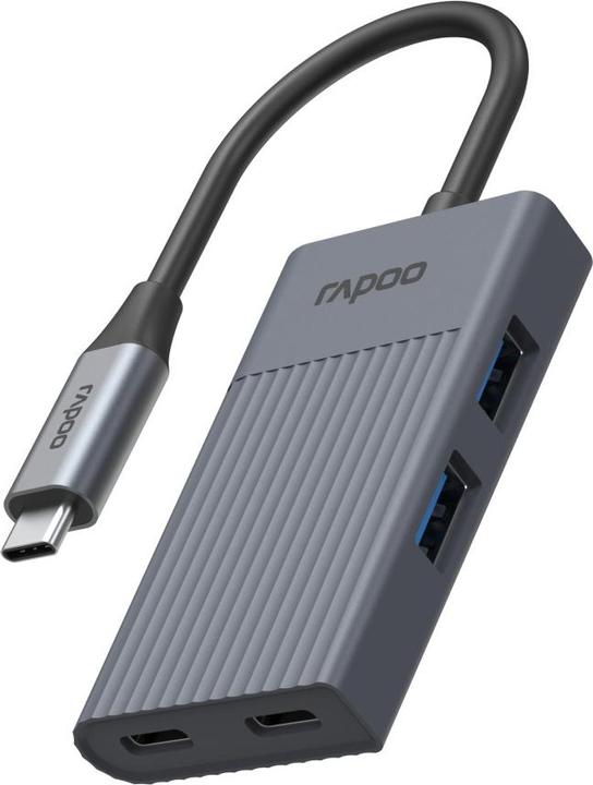 Actual product image Rapoo USB-C Hub UCH-4013 USB-C to USB-A and USB-C, grey (00226496) (USB-C, 4 Ports)