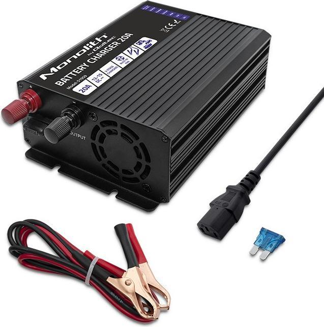 Actual product image Qoltec Inteligentna ładowarka Monolith do akumulatorów LiFePO4 AGM GEL SLA | 20A | 12V (12V, 20 A)