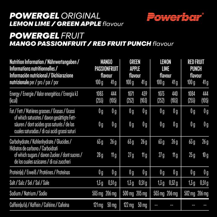 Valori nutrizionali e ingredienti Powerbar PowerGel (Progenie, 1 pz., 41 g)