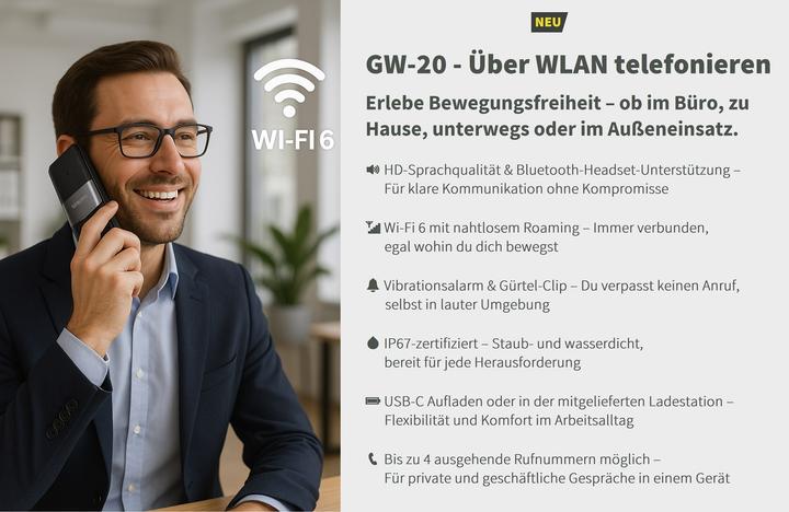 Produktbild Gequdio GW-20 WLAN IP Telefon mit Ladeschale, SIP kompatibel