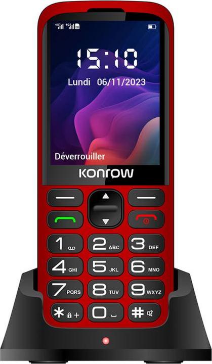 Konrow Senior 280 Next 4G (2.8" - Dual Sim - Mit Ladestation) Rot