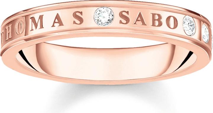 Thomas Sabo Ring mit Weissen Steinen Verroségoldet (54, 925 Silber)