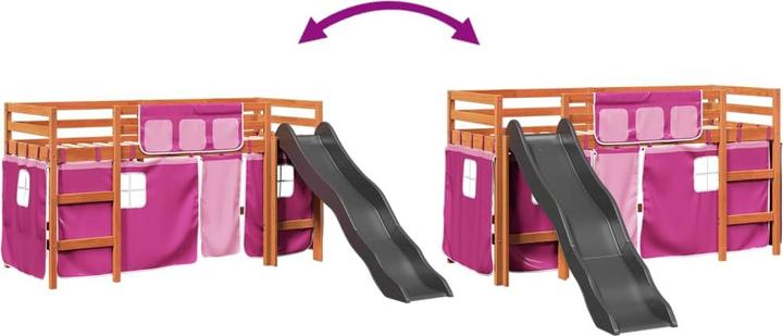 Image du produit VidaXL Lit superposé pour enfant avec rideaux Rose (90 x 190 cm)