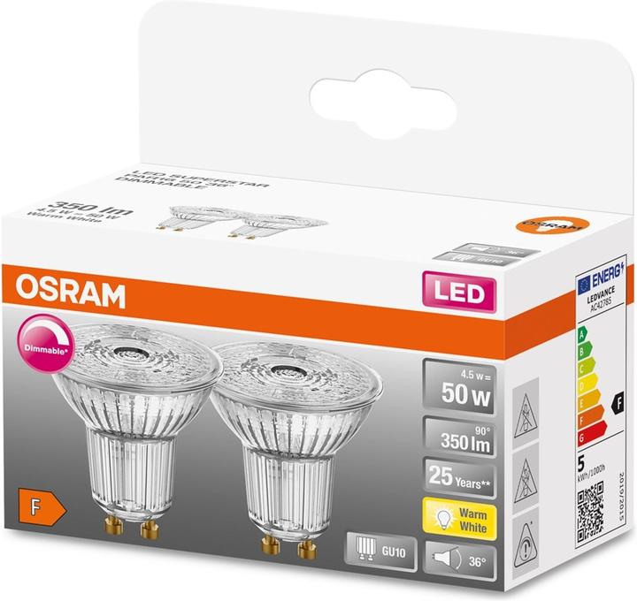 Produktbild Osram Led Superstar Par16 (GU10, 4.50 W, 350 lm, 2 x, F)