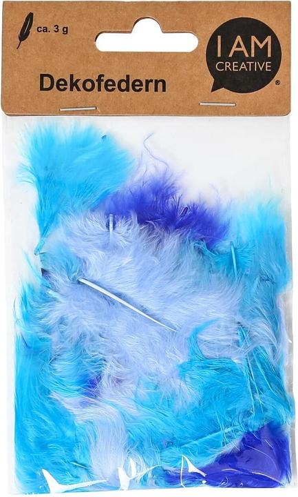 Image du produit I Am Creative Plumes décoratives, plumes pour décorations et pour l'artisanat, mélange bleu, 5 - 8 cm, environ...