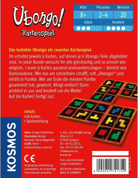 Image du produit Kosmos Jeu de cartes Ubongo (Allemand)