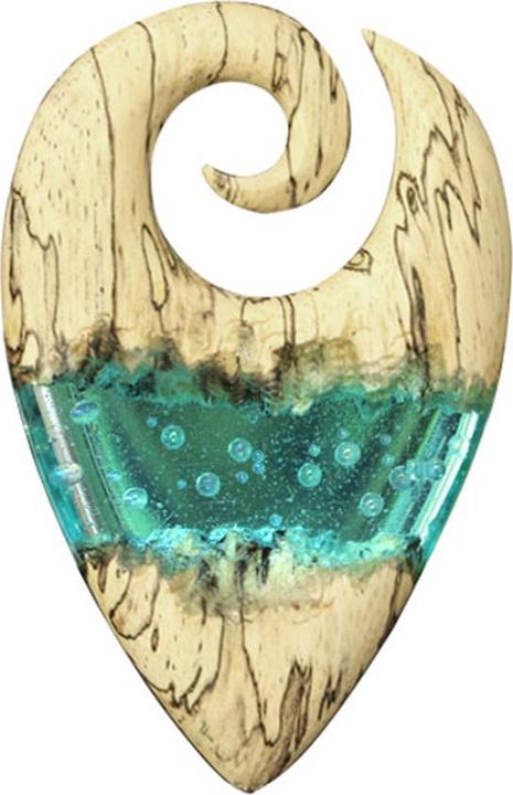 Actual product image Star Piercing Ohrgewicht Spirale Ozean Epoxy auqa aus Tamarind Holz (without brass, Organic)