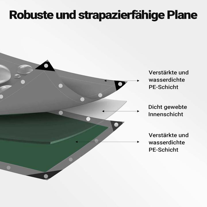Actual product image Wiltec weatherproof tarpaulin green grey 3x2m PE tarpaulin 120g/m² garden tarpaulin