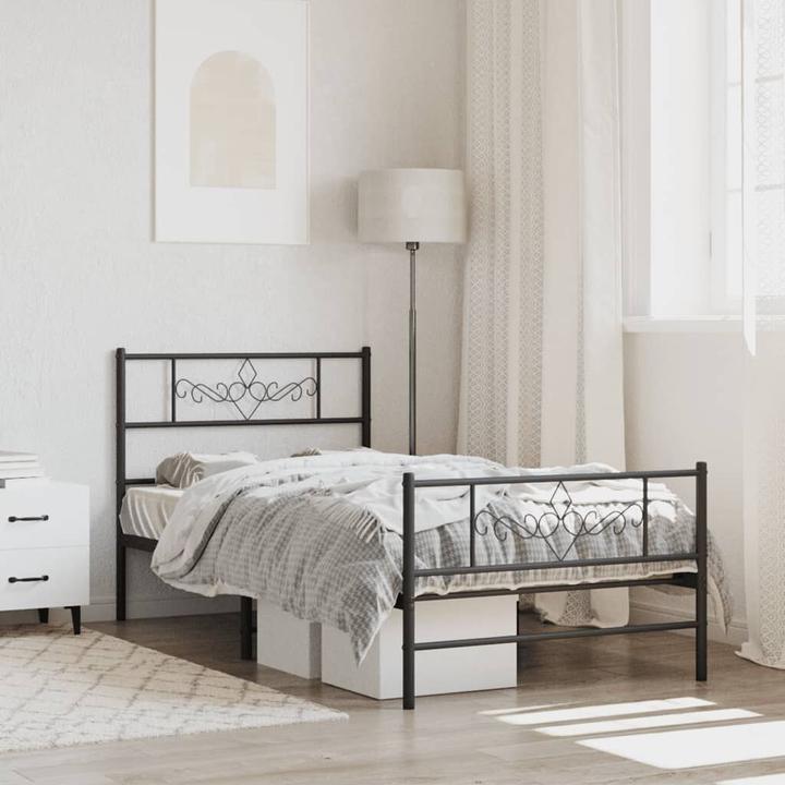 Produktbild VidaXL Bettgestell mit Kopfteil Fussteil Metallbett Bett Schwarz 80x200cm (80 x 200 cm)