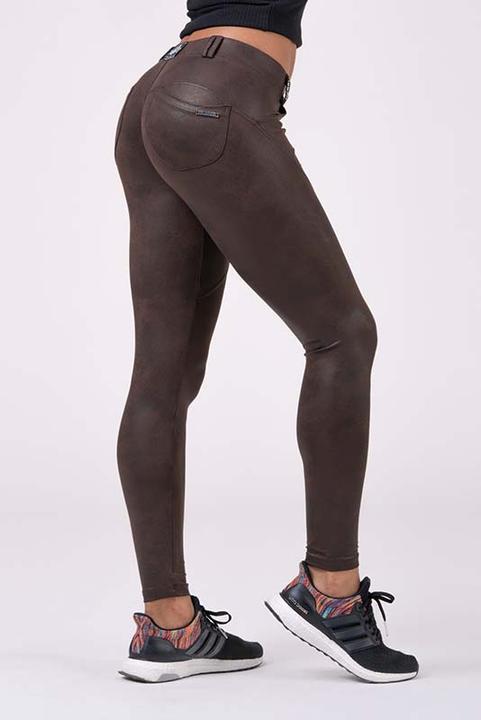 Nebbia Leather Look Bubble Butt Pants 538 Brown (L)