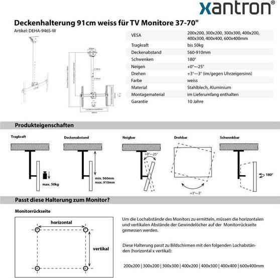 Produktbild Xantron DT Deckenhalterung DEHA-946S-W (Decke, 70")