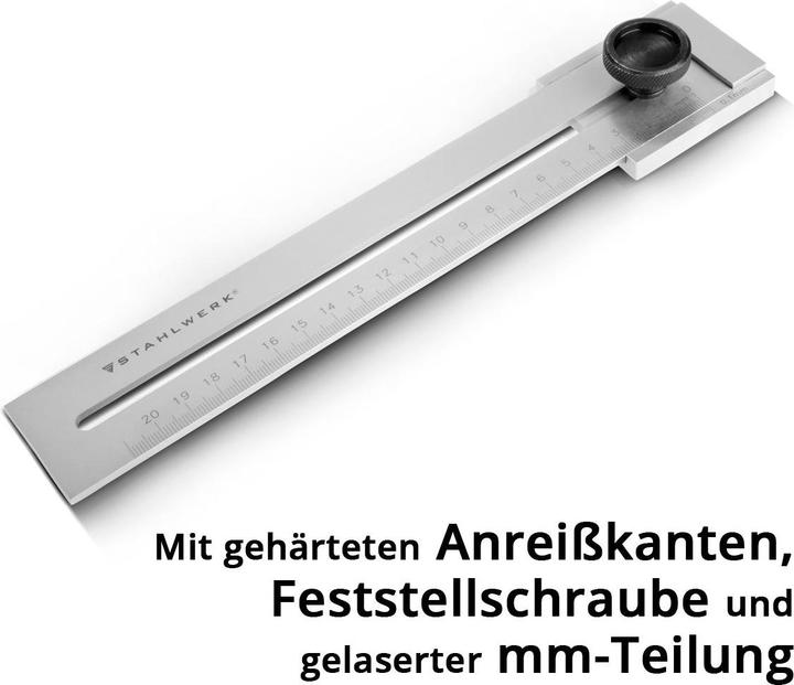 Image du produit Stahlwerk Mètre à tartiner avec plage de mesure de 200 mm et vernier de 0,1 mm en acier inoxydable (20 cm)