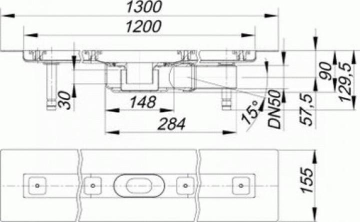 Produktbild Dallmer Duschrinne CeraLine PLAN F 1200mm, 523082, DN 50 Bauhöhe 90mm (1445 mm)