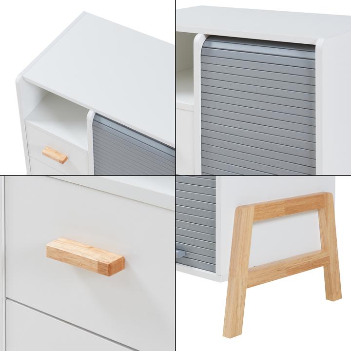 Produktbild En.Casa Sideboard Kvaefjord 66x60x40 cm mit einer Jalousietür Weiss/Grau
