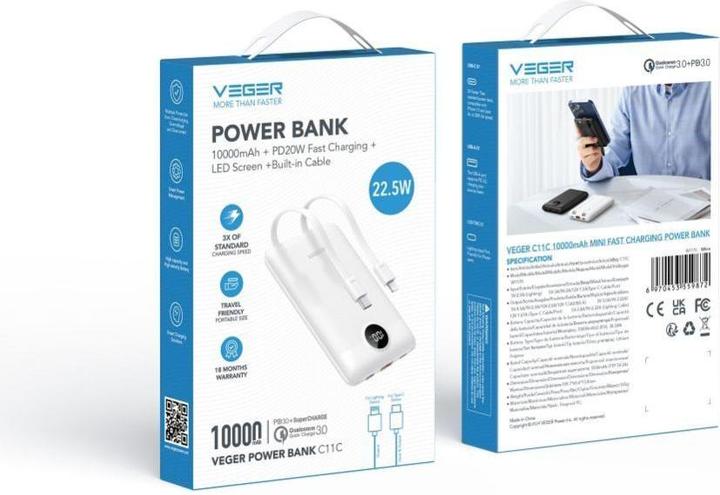 Actual product image Veger C11 (10000 mAh, 22.50 W, 38.50 Wh)