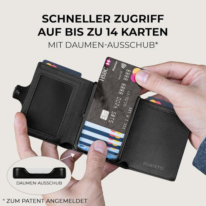 Actual product image Puristo KLIK XL Slim Wallet Carbon 14er