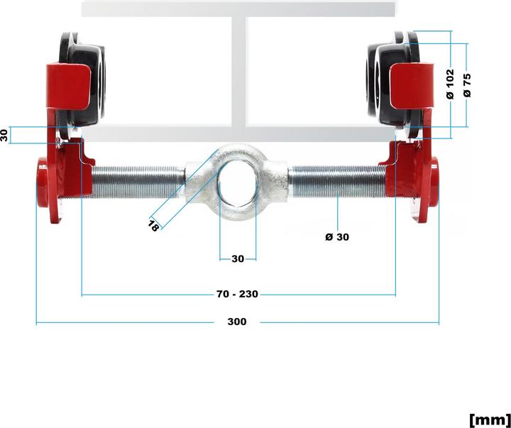 Image du produit Wiltec Chariot porte-palan jusqu’à 2000kg Utilisation manuelle Largeur de bride 55-205mm Réglage en continu