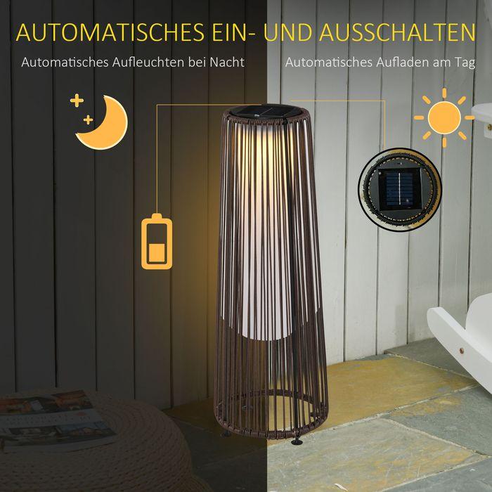 Immagine prodotto Swisshandel24 Lampada solare, lampada solare in rattan, marrone, 21,5x21,5x61cm (IP44)