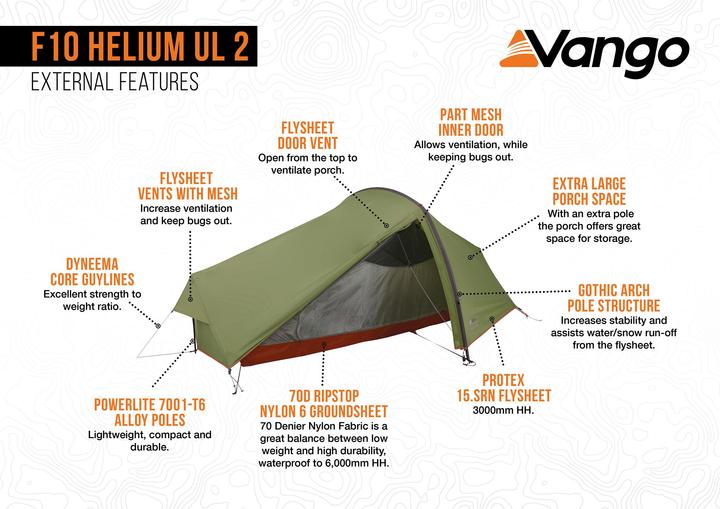 Produktbild Vango F10 Helium UL 2 (Tunnelzelt, 1.35 kg, 2 Personen)