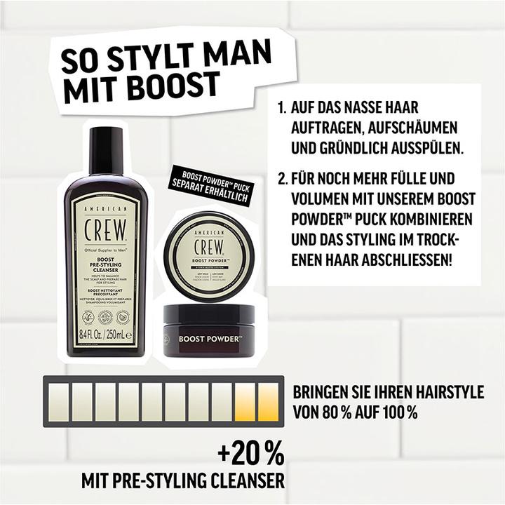 Produktbild American Crew Boost Pre-Styling Cleanser, 250ml (250 ml, Flüssiges Shampoo)