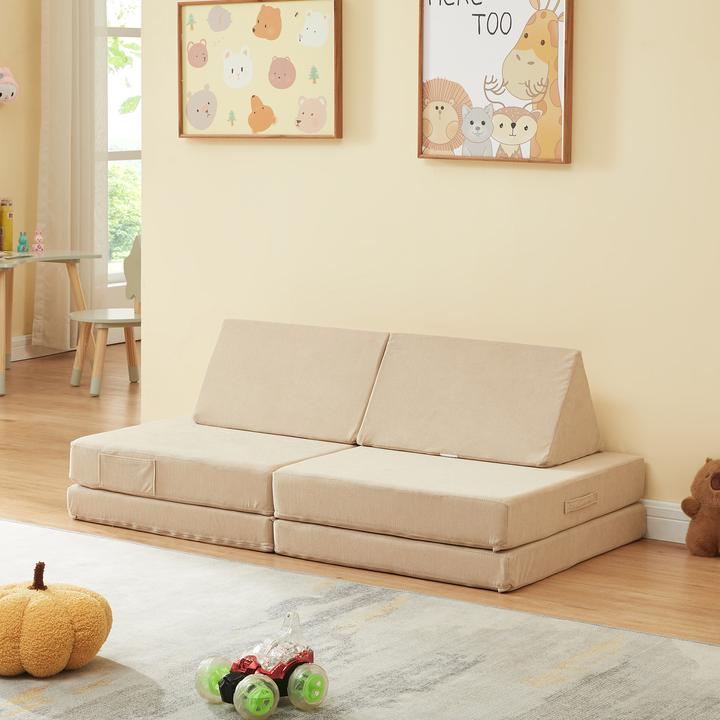 Produktbild En.Casa Spielsofa Norhulta 5-tlg. 120x66x46 cm Cord Beige (Kindersofa)