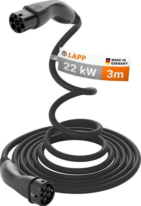 Lapp Mobility Selbstaufrollendes Ladekabel Typ 2, bis zu 22 kW, 3 m, schwarz (Typ 2, 22 kW, 3 m)