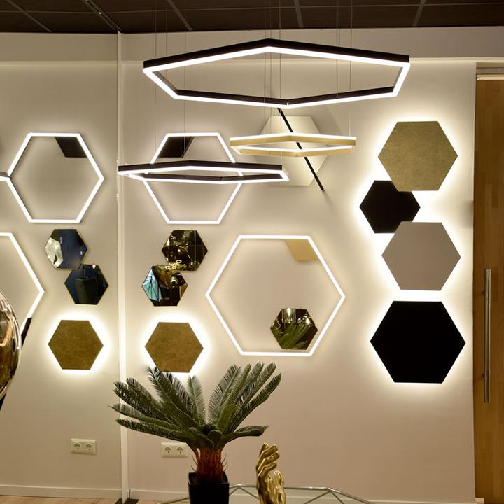 Produktbild s.luce Hexa eckige LED-Pendelleuchte Esstisch Direkt oder Indirekt (3100 lm)