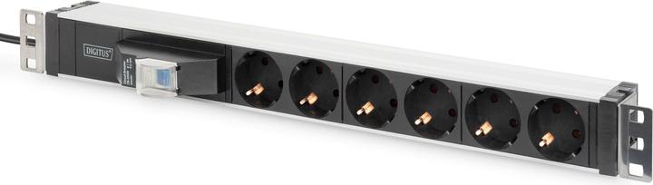 Digitus Aluminum Outlet Strip, 6 safety outlets with circuit breaker (6 x, CEE 7/3, 1.80 m)