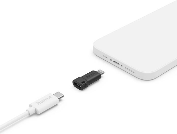 Actual product image Hama USB-C adapter to Apple Lightning connector, MFI, black (Lightning, USB Type C)