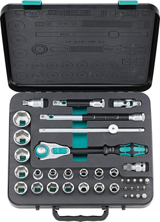 Actual product image Wera 8100 SC 2 Zyklop Speed Ratchet Set (32 mm, 18 mm, 11 mm, 12 mm, 20 mm, 19 mm, 27 mm, 15 mm, 25 mm, 13 mm, 21 mm, 14 mm, 29 mm, 10 mm, 30 mm, 23 mm, 26 mm, 22 mm, 17 mm, 28 mm, 16 mm, 24 mm, 31 mm)