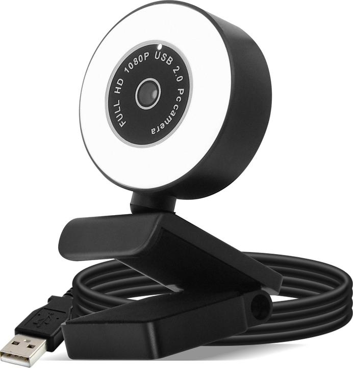 Image du produit Avizar Webcam Ring Light USB 1080p Full HD Light Ring, avec microphone - Noir (2 Mpx)
