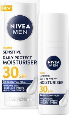 NIVEA Men Sensitive Daily Protect Moisturizing Face Cream Spf30 50ml (50 ml, Tagescreme)
