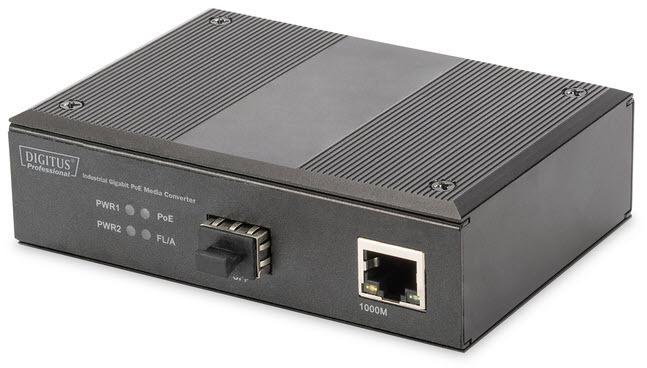 Actual product image Digitus Industrial PoE Gigabit Media Converter 10/100/1000Base-TX to 1000Base-X PSE Range up to... (Media converter)