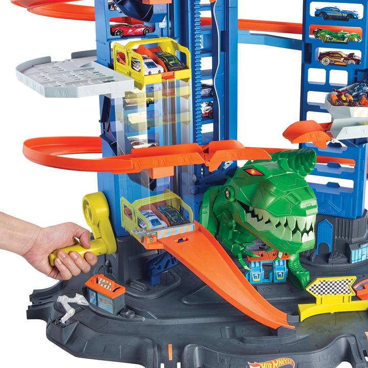 Actual product image Hot Wheels City Megacity Parking Garage with T-Rex Attack
