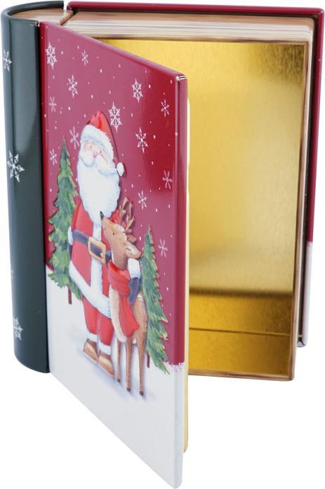 Produktbild miniSchoggi Buchdose Santa Claus mit Rentier, 118 x 100 x 38 mm