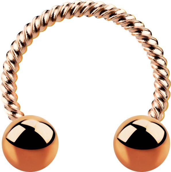 Star Piercing Micro Circular Barbell rosegold geflochten mit zwei Kugeln (Chirurgenstahl 316L)