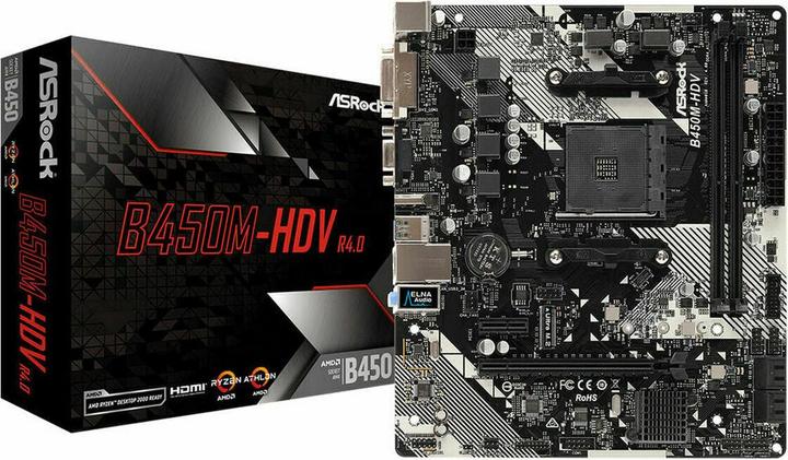 AsRock B450M-HDV R4.0 B450 (AM4, AMD B450, mATX)