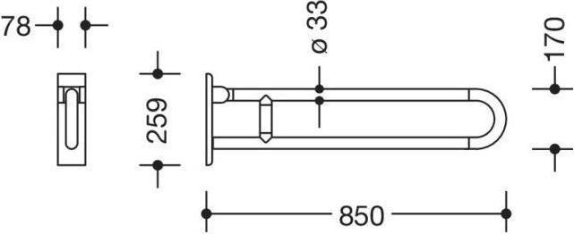Actual product image Hewi Folding support handle SERIE 801 rotatable, d= 33mm 850mm pure white