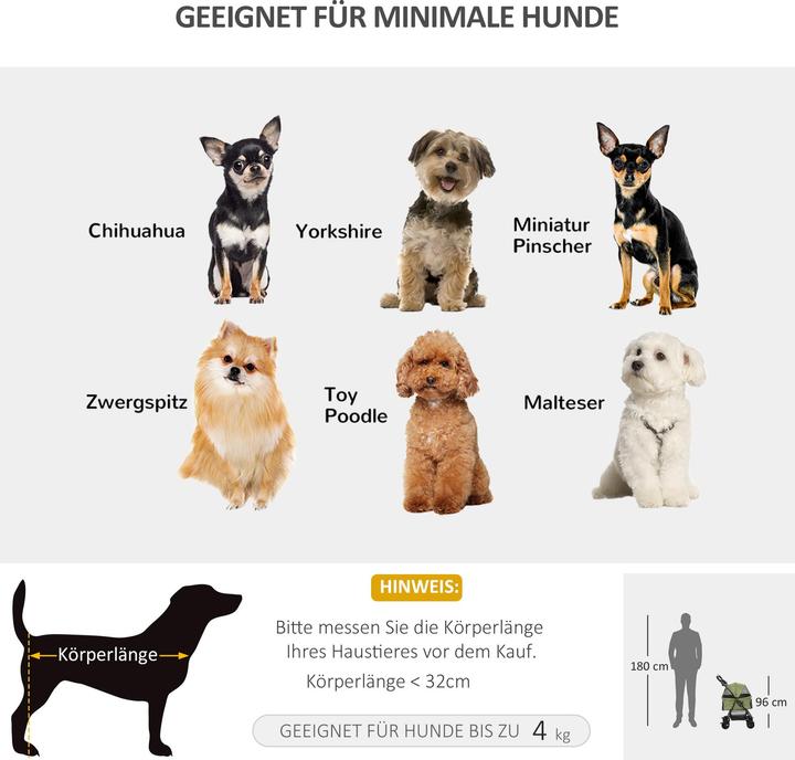 Produktbild PawHut Hundebuggy mit 2 Flaschenhaltern und einem Bodenkorb (Hund, Faltbar)