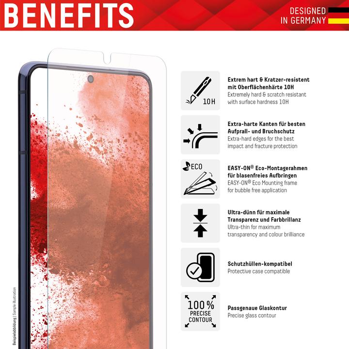 Actual product image Displex Real Glass, 2D Panzerglas + Handyhülle (1 Piece, Samsung Galaxy S22+)