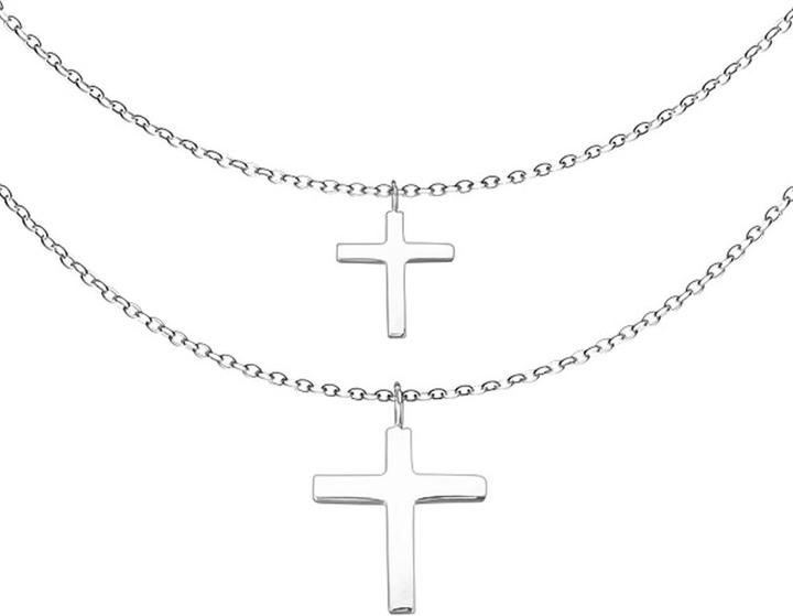 Star Piercing Kette silber Anhänger doppel Kreuz (ohne Messing, Chirurgenstahl 316L)